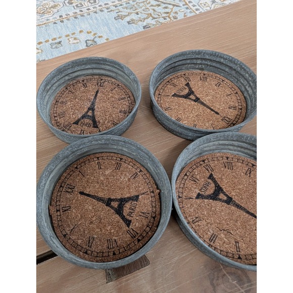 Eiffel Tower Paris Mason Jar Lid Coasters - Rustic Farmhouse - Set of Four - Picture 2 of 5